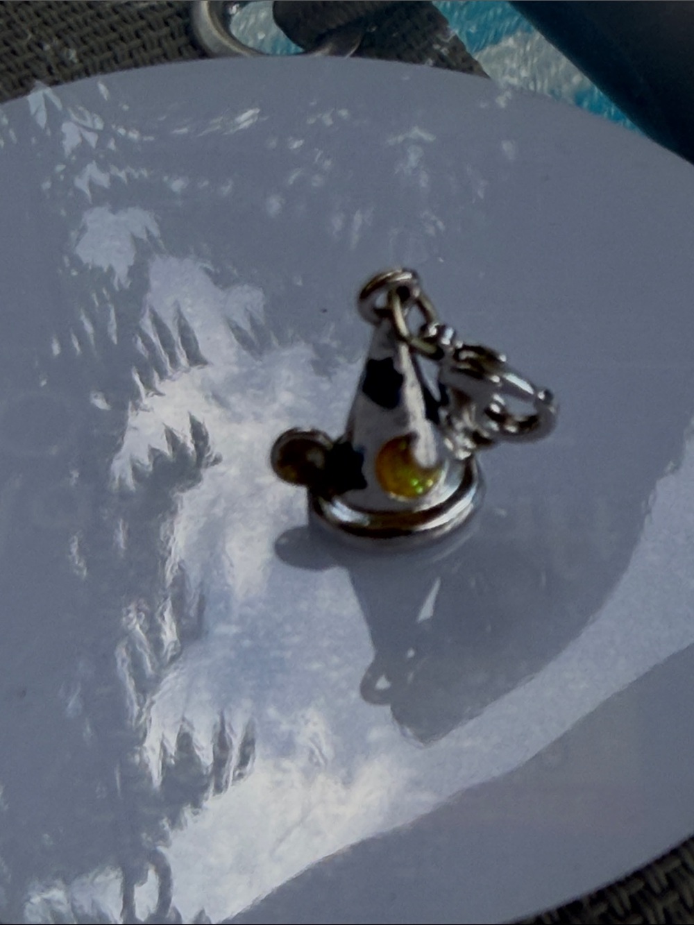 Silver Mickey Sorcerer Hat Charm with Yellow Accent